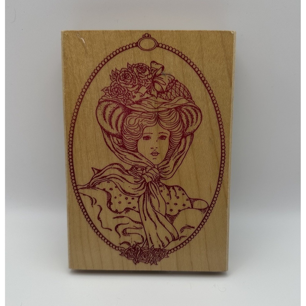 Sonlight Impressions Portrait Victorian Era Lady Wood Mount Rubber Stamp Vintage